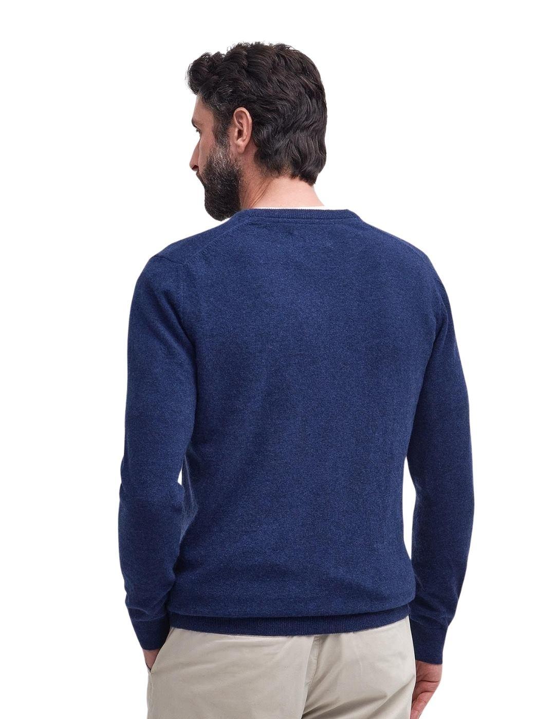 Barbour Jersey Azul oscuro cuello pico