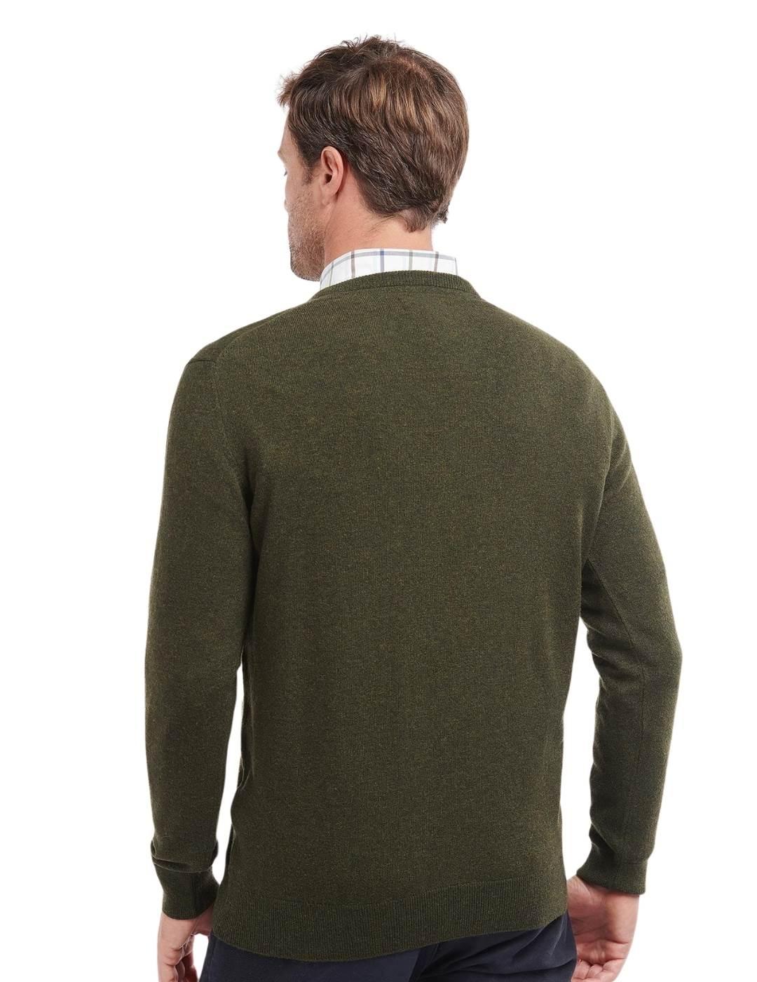 Barbour Jersey Verde oscuro cuello pico