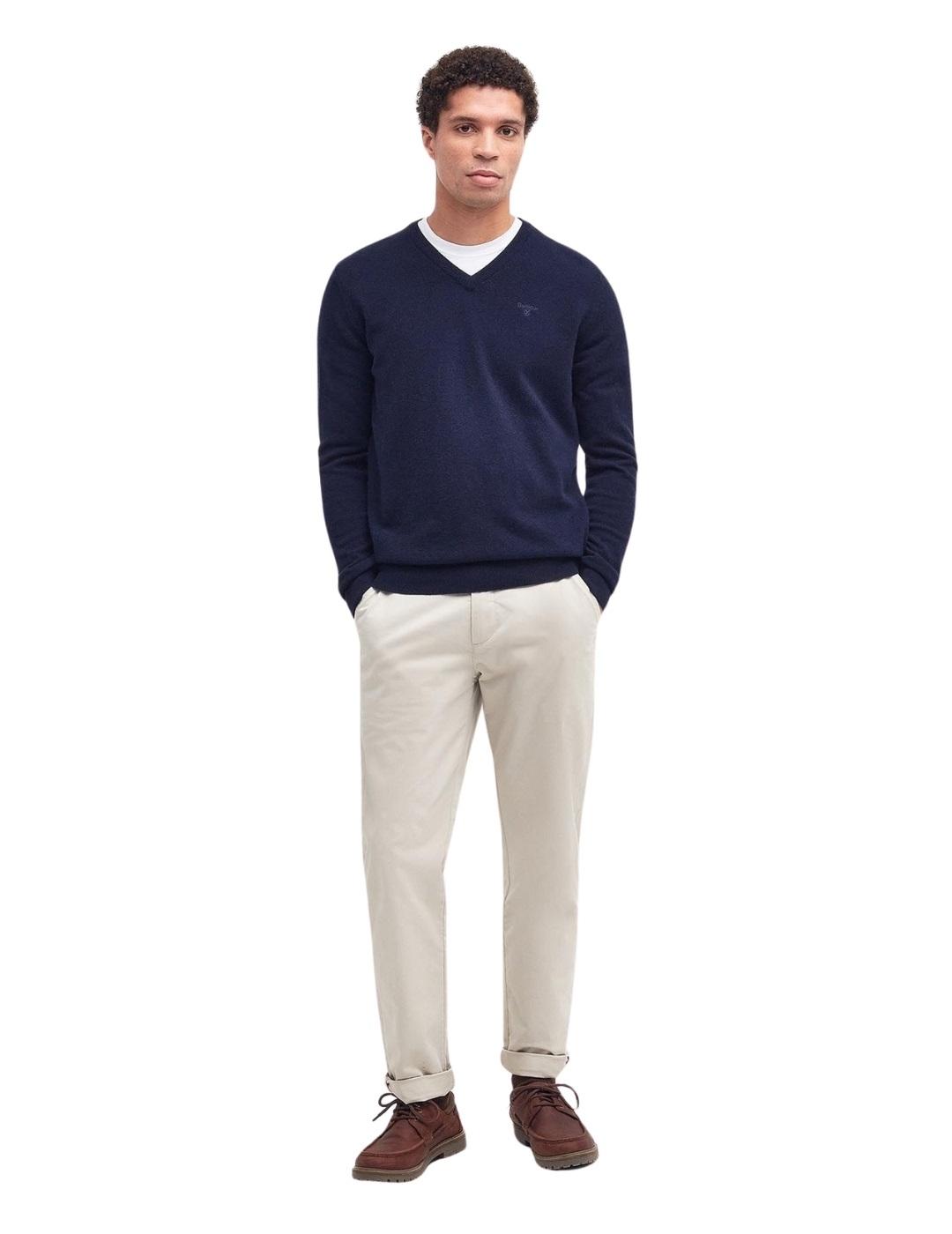 Barbour Jersey Azul marino cuello pico