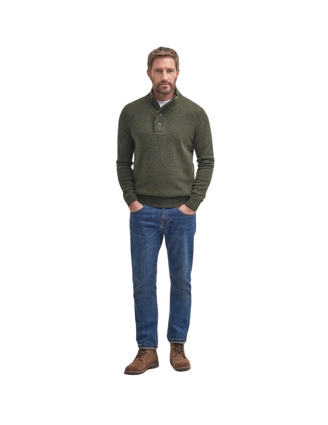 Barbour Jersey Verde cuello botones