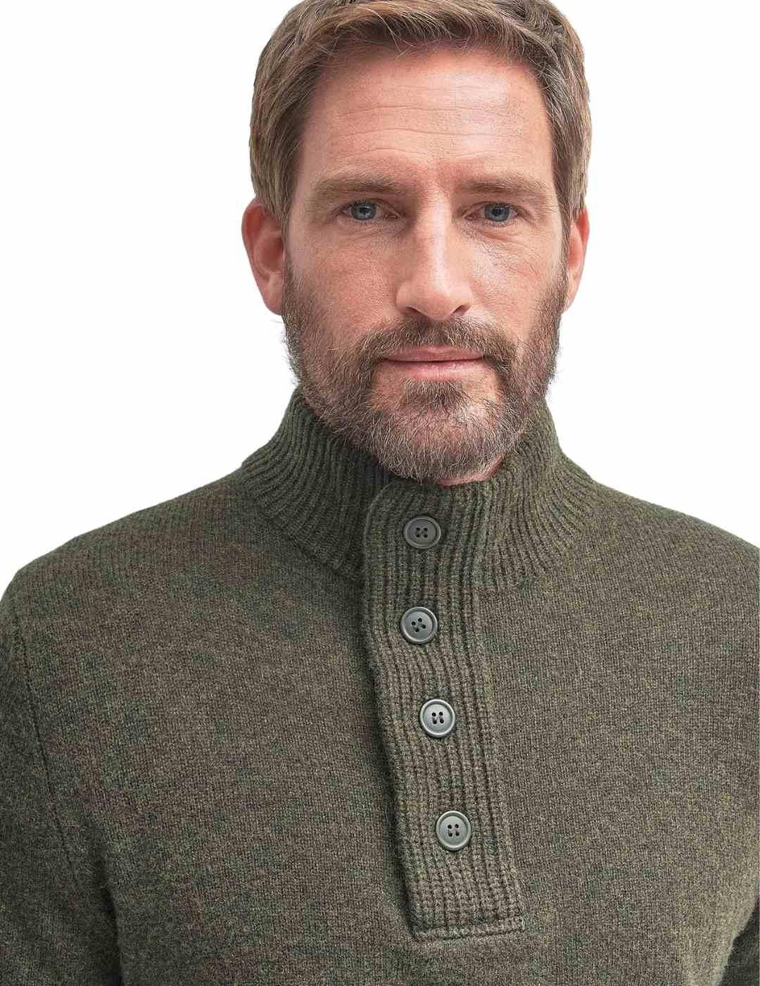 Barbour Jersey Verde cuello botones