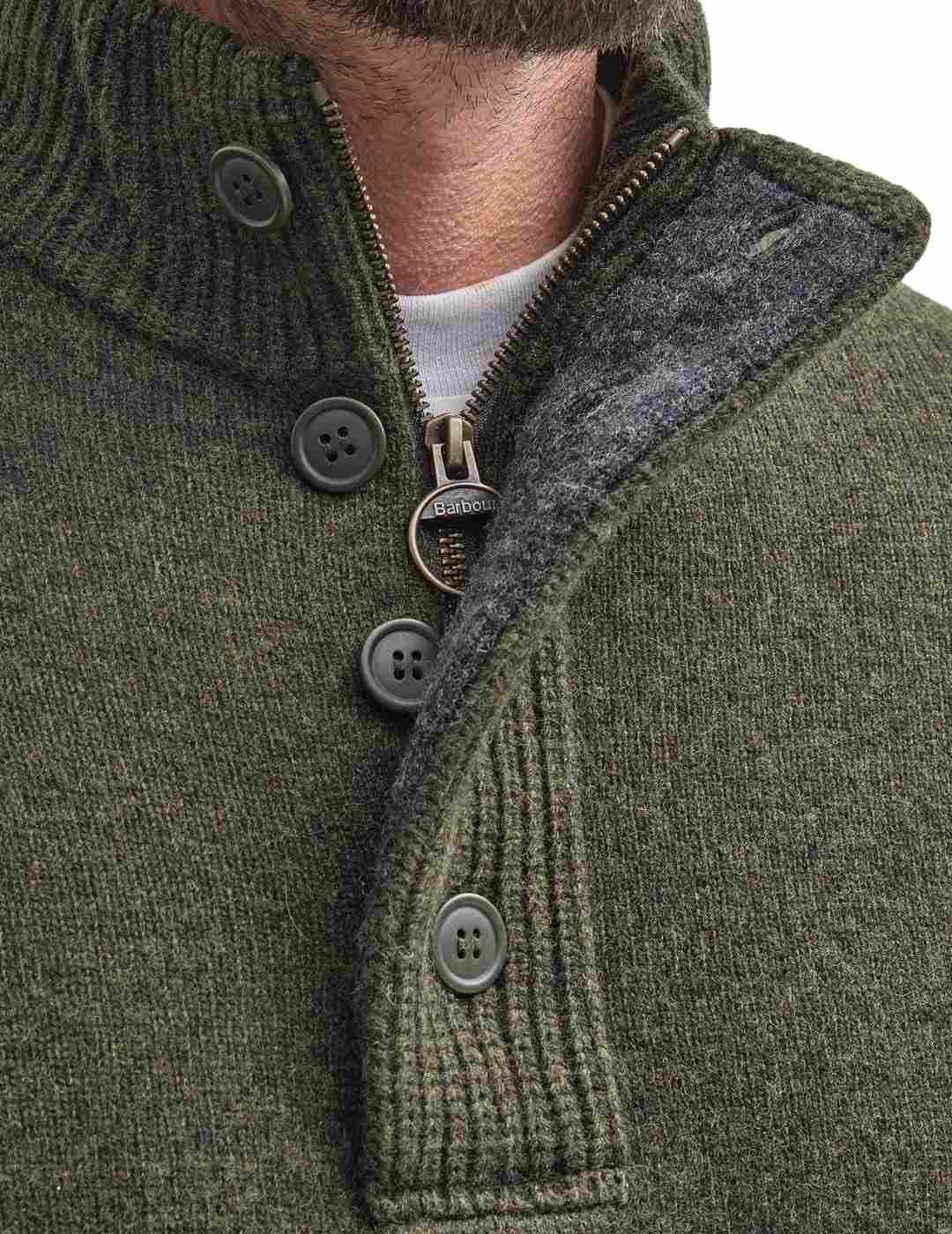 Barbour Jersey Verde cuello botones