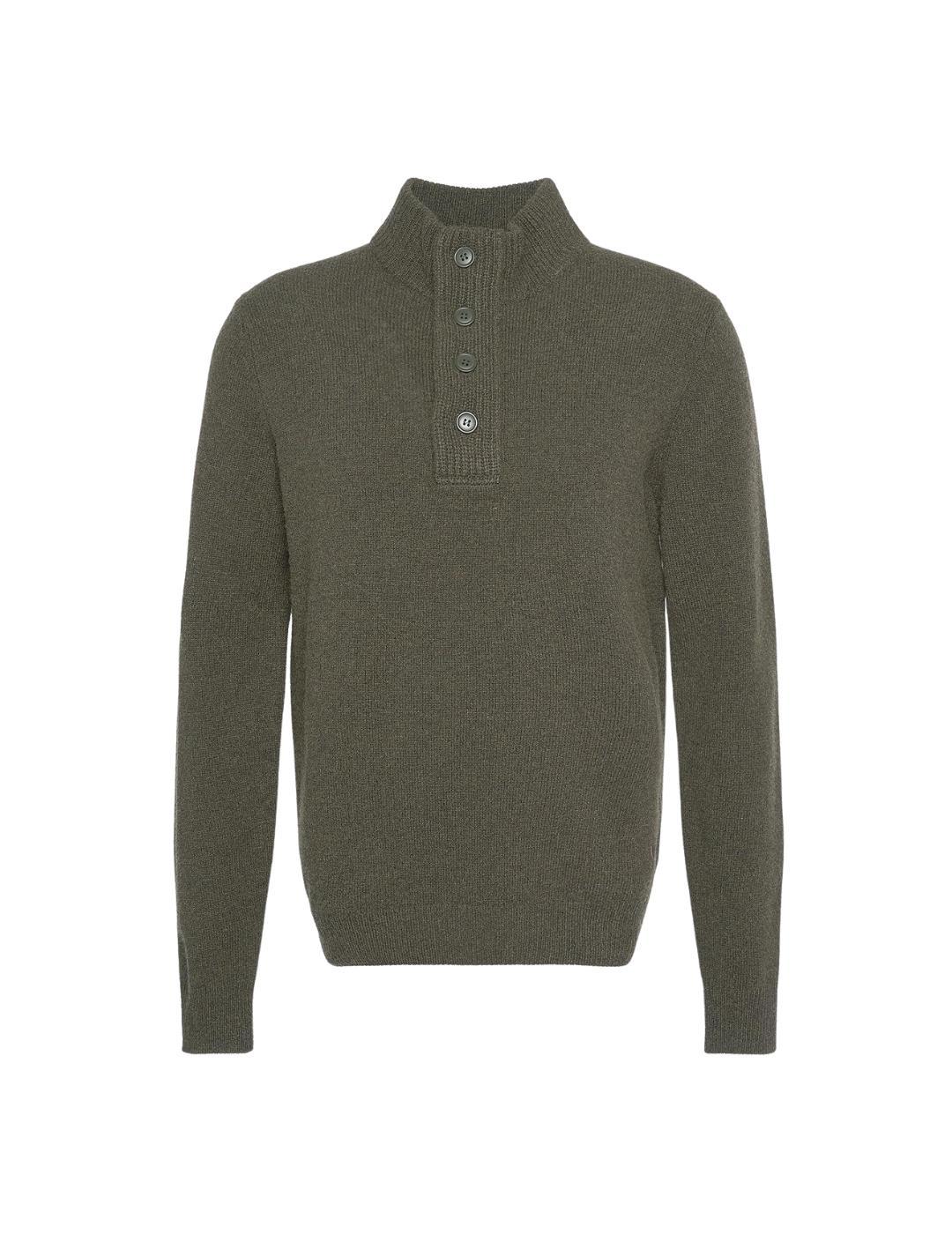 Barbour Jersey Verde cuello botones