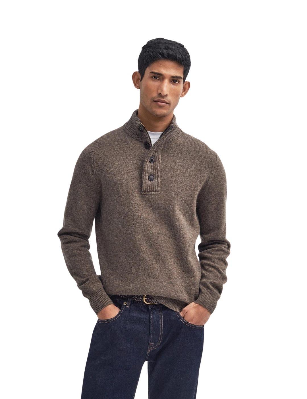 Barbour Jersey Marrón cuello botones