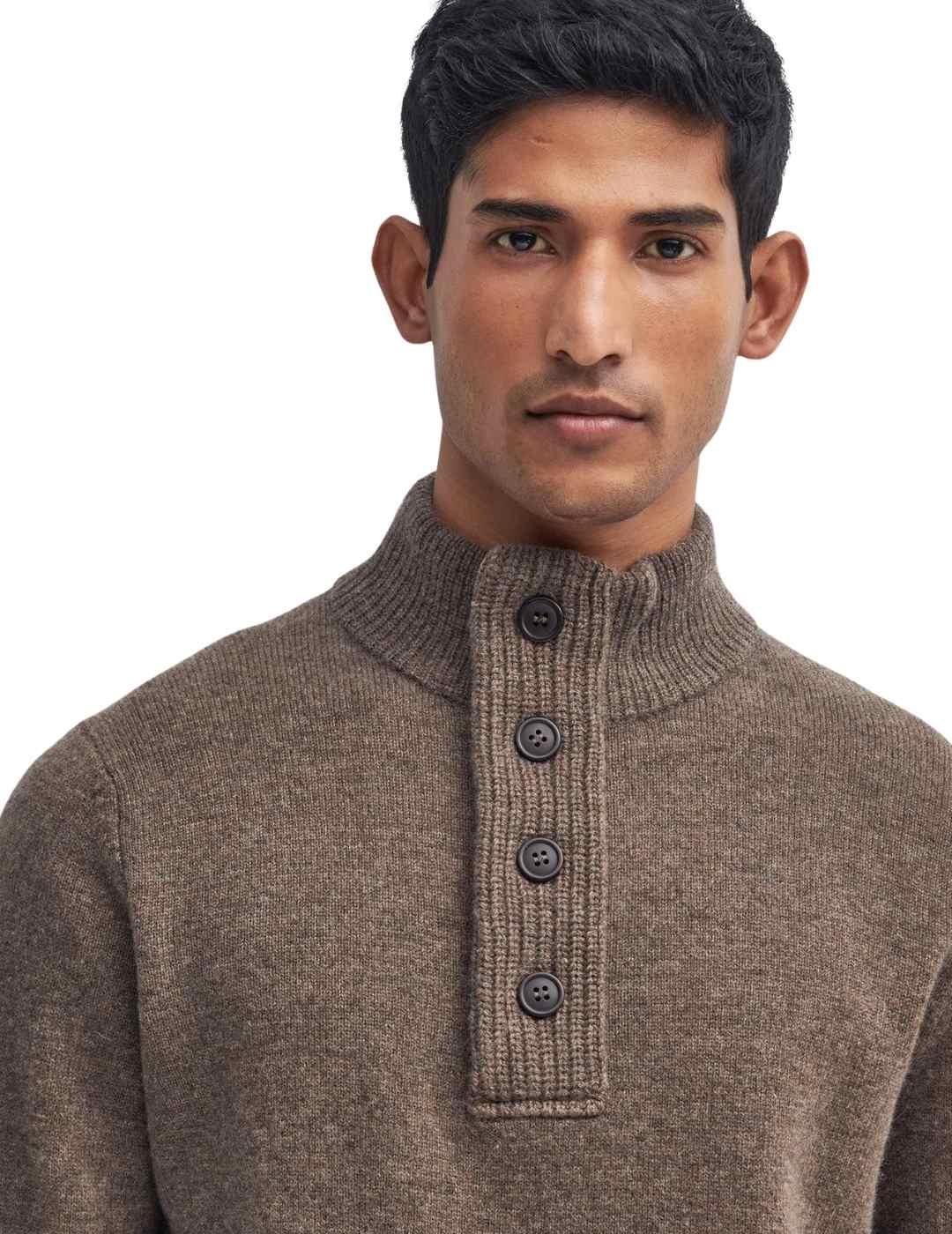 Barbour Jersey Marrón cuello botones
