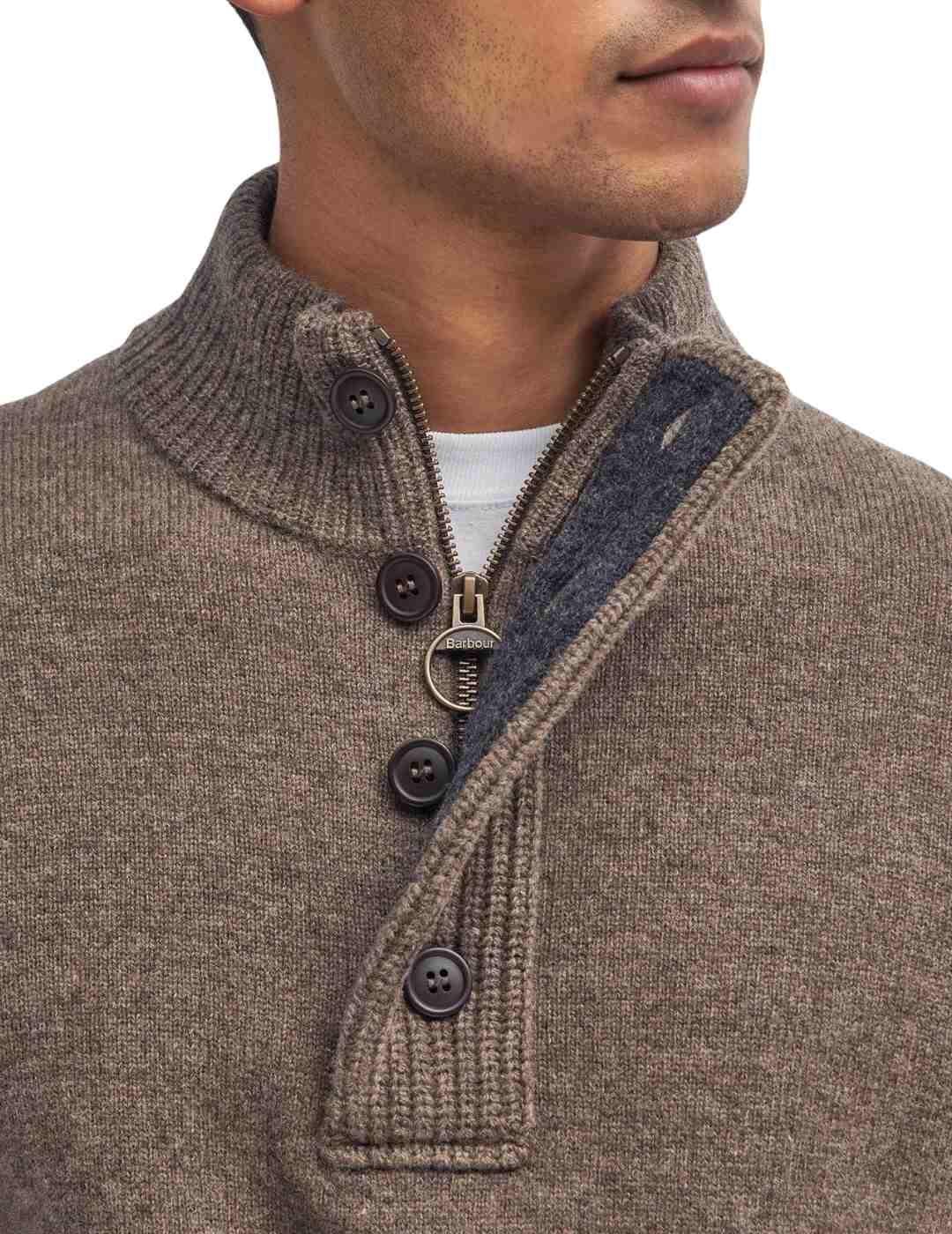 Barbour Jersey Marrón cuello botones
