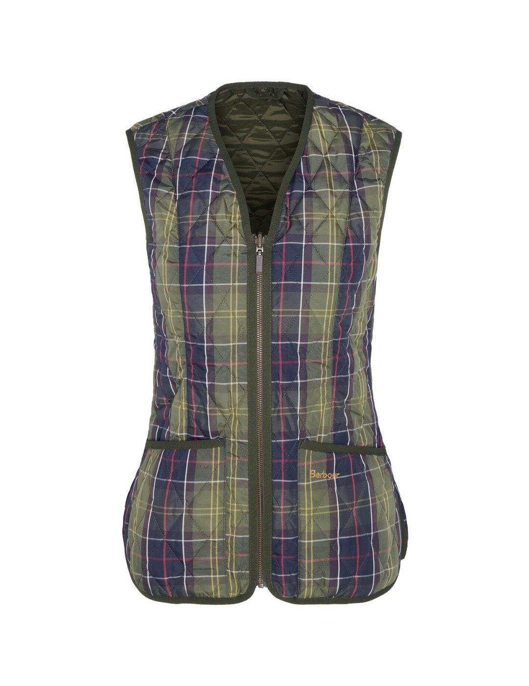 Barbour Chaleco Tartan Betty Liner Verde y azul