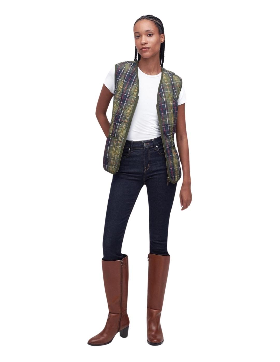 Barbour Chaleco Tartan Betty Liner Verde y azul