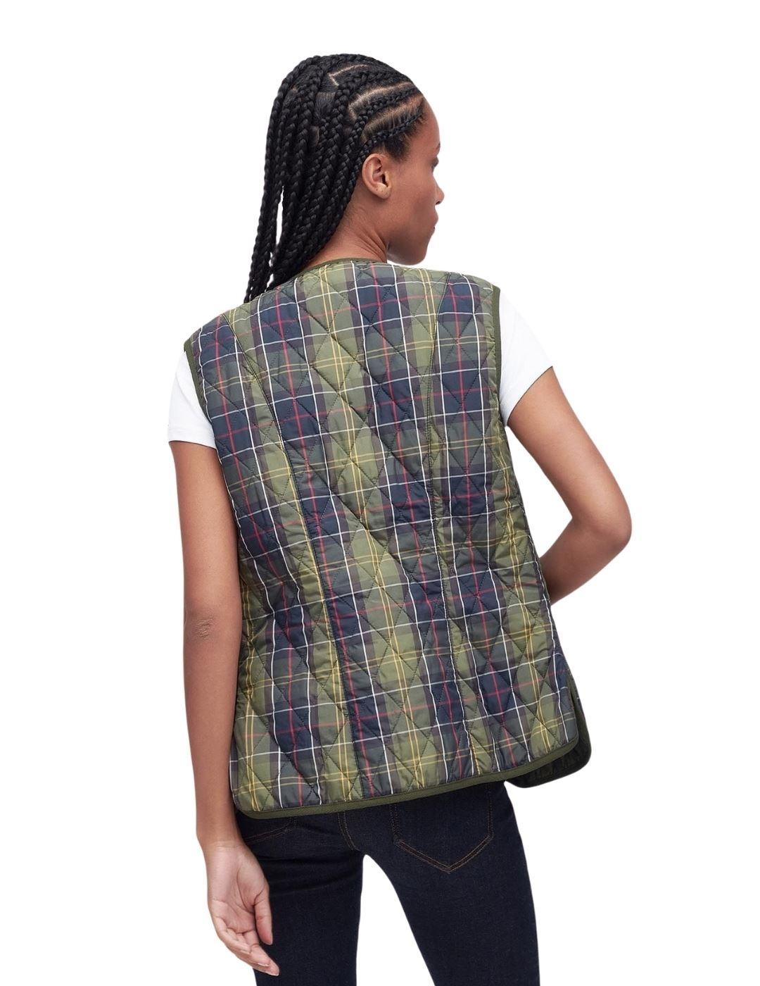 Barbour Chaleco Tartan Betty Liner Verde y azul