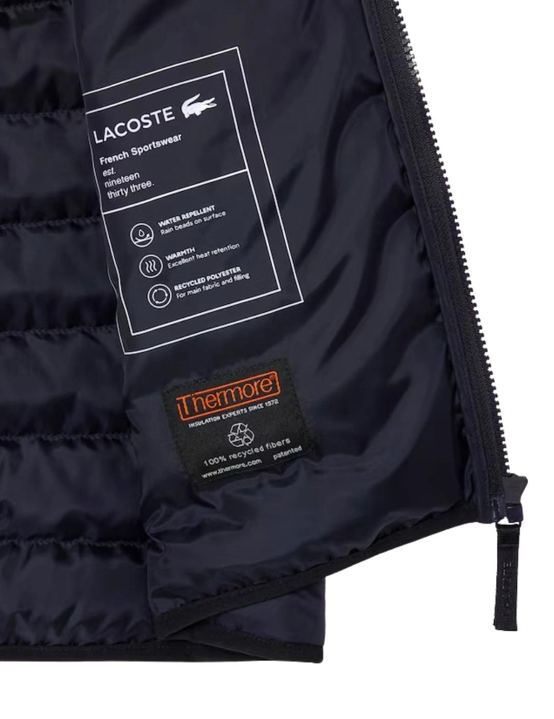 Lacoste Chaleco acolchado hidrófugo Azul marino