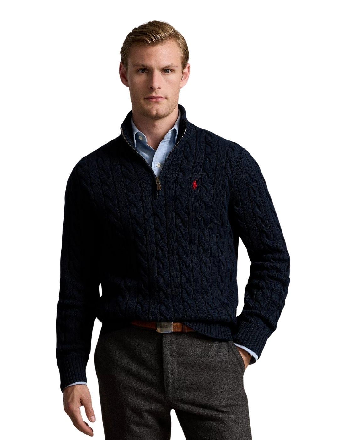 Ralph Lauren Jersey de punto de ochos Azul marino