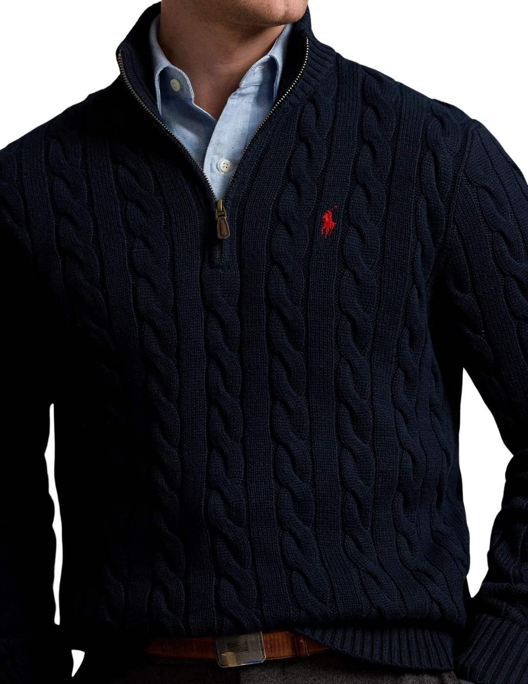 Ralph Lauren Jersey de punto de ochos Azul marino