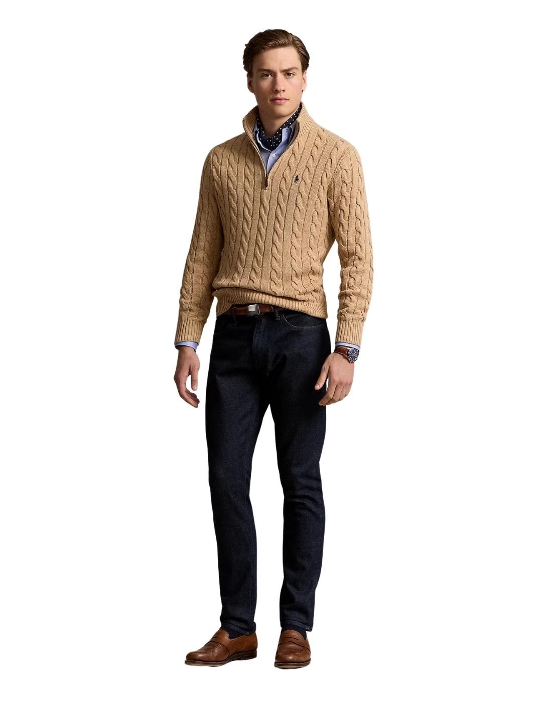 Ralph Lauren Jersey de punto de ochos Camel