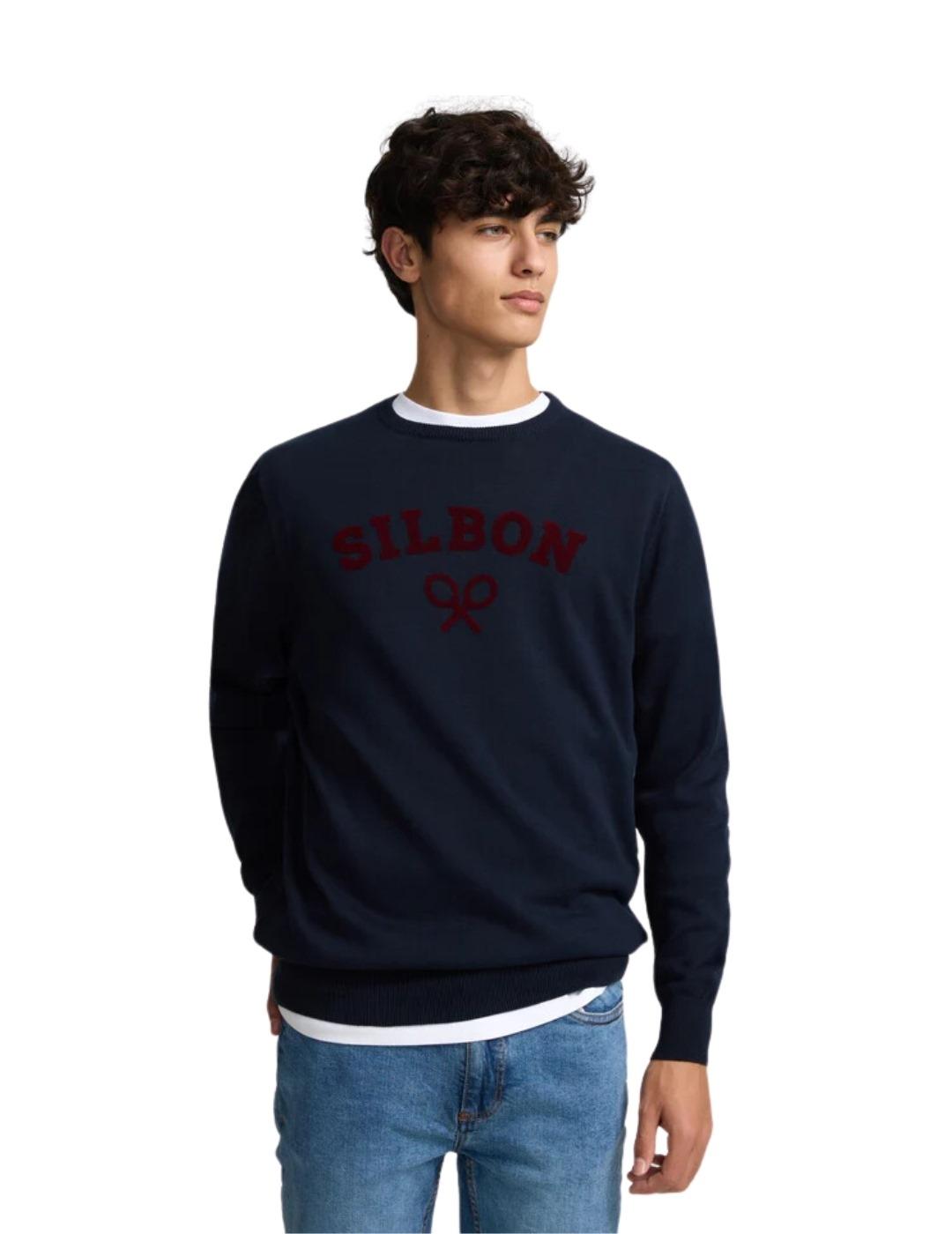 Silbon Jersey Cuello Caja Raquetas Azul Marino