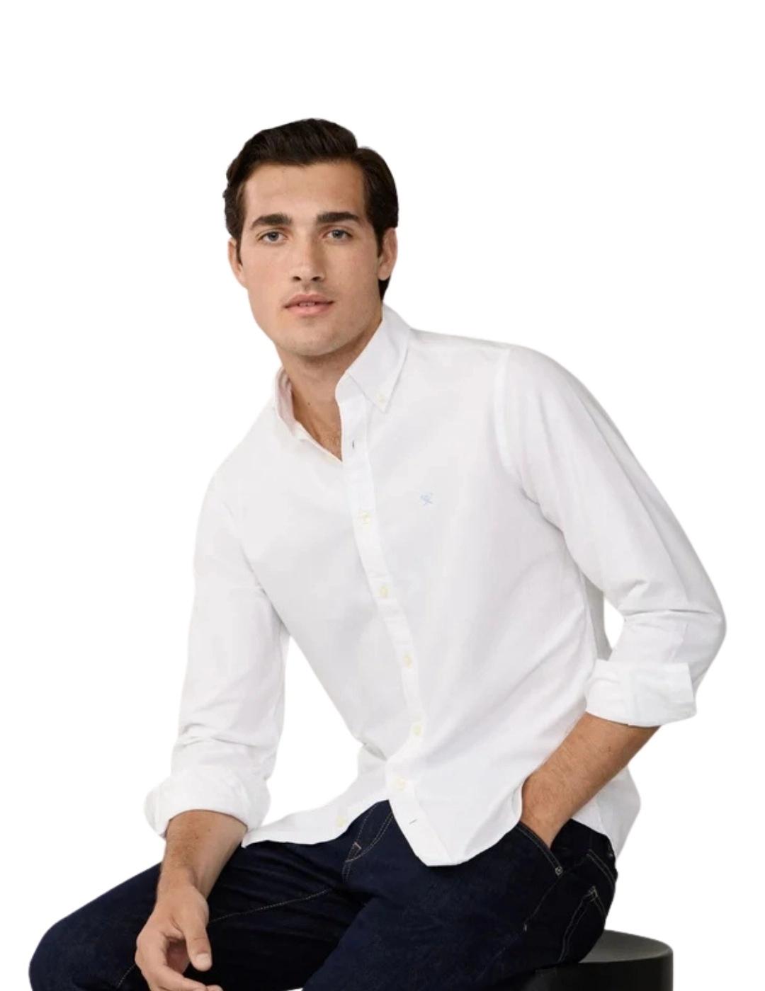 Hackett Camisa Oxford Lavada Blanca
