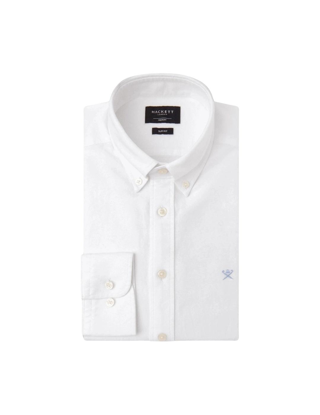 Hackett Camisa Oxford Lavada Blanca