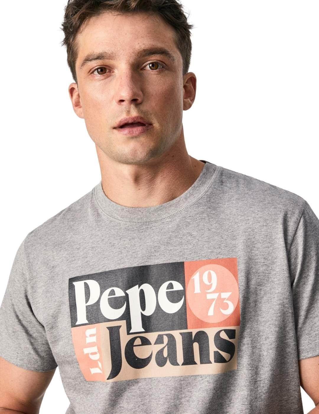 Camiseta Pepe Jeans Wells Gris Para Hombre