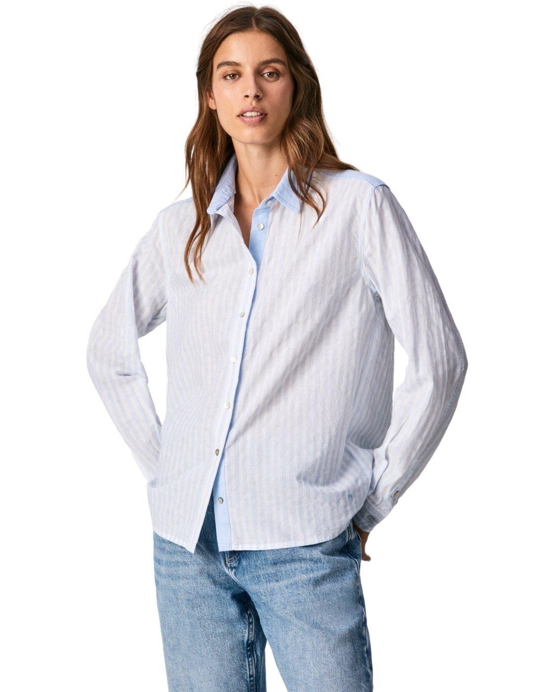 Camisa Pepe Jeans Betsy Azul y Blanca de Rayas Para Mujer