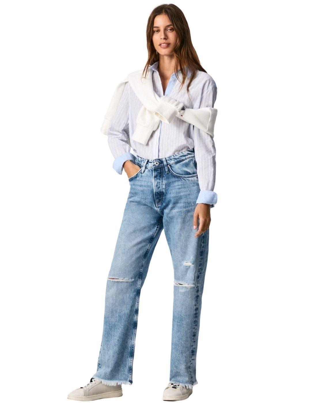 Camisa Pepe Jeans Betsy Azul y Blanca de Rayas Para Mujer