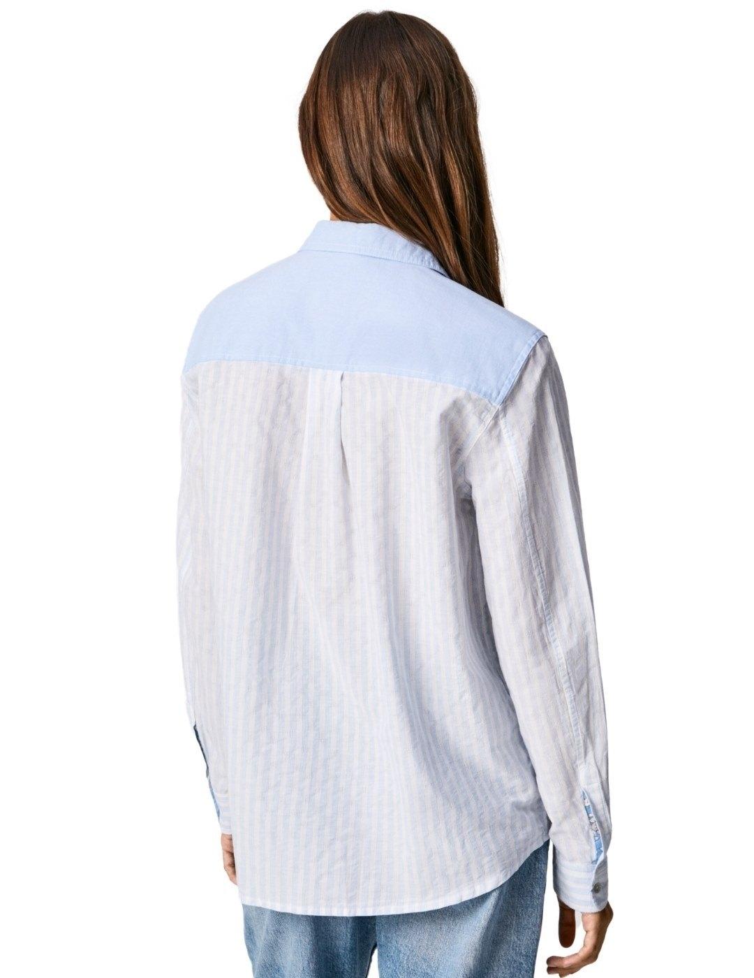 Camisa Pepe Jeans Betsy Azul y Blanca de Rayas Para Mujer