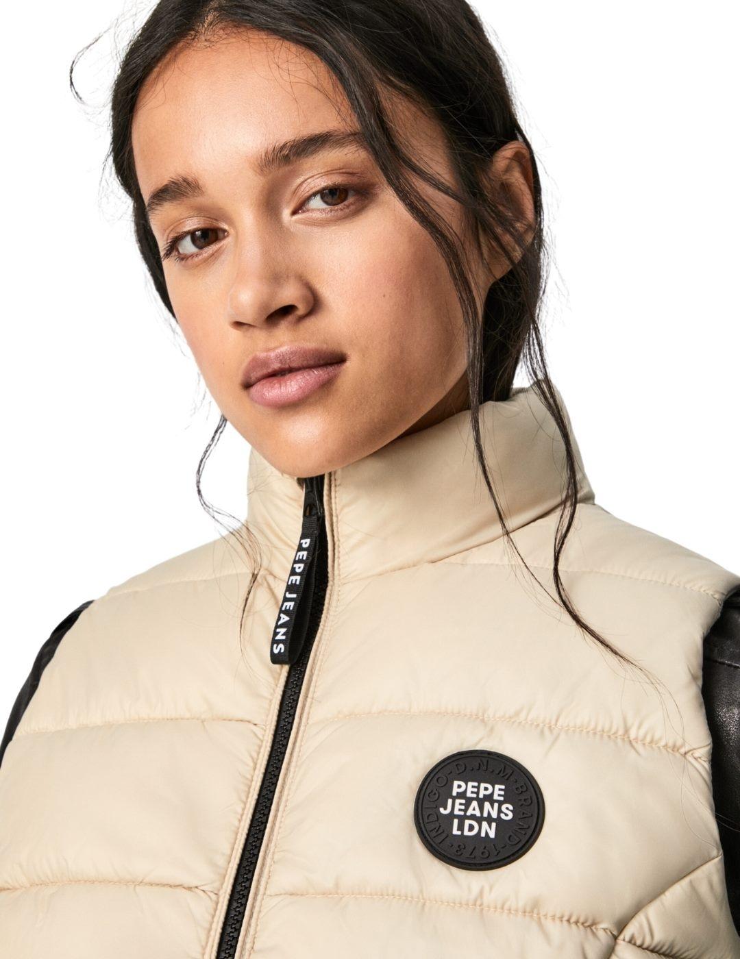 Chaleco Pepe Jeans Sita Beige Para Mujer