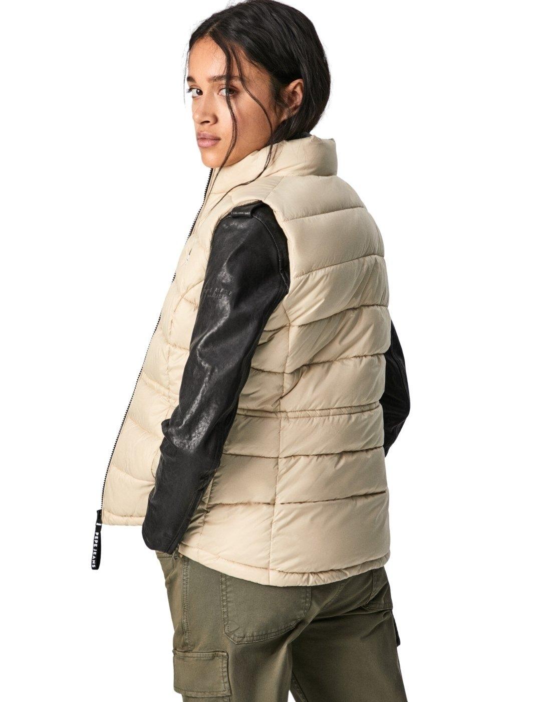 Chaleco Pepe Jeans Sita Beige Para Mujer