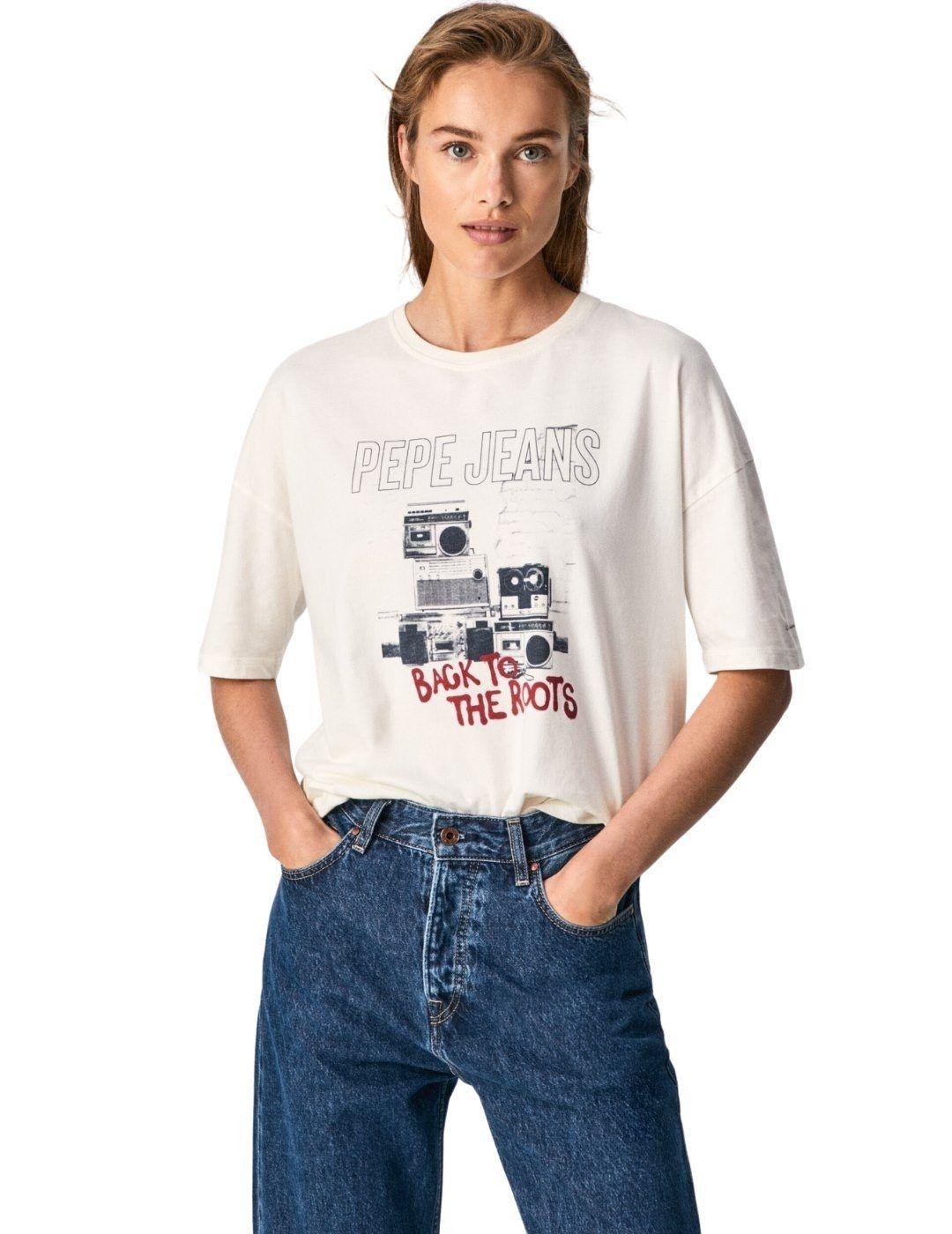 Camiseta Pepe Jeans Berti Blanca Para Mujer
