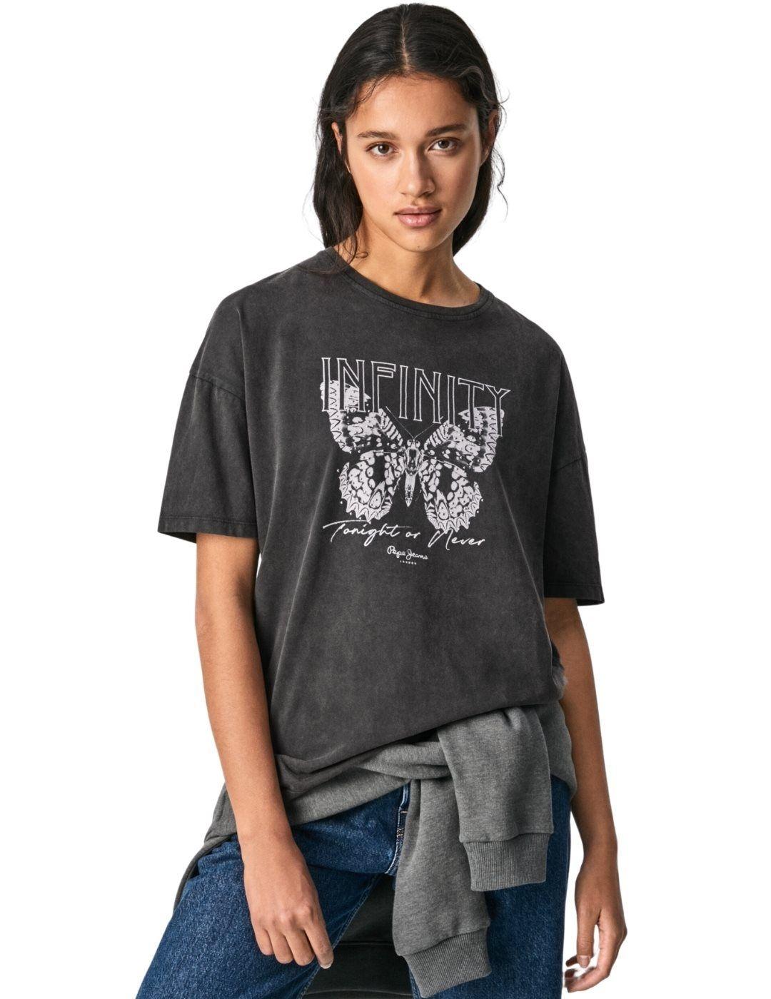 Camiseta Pepe Jeans Dharma Negra Para Mujer