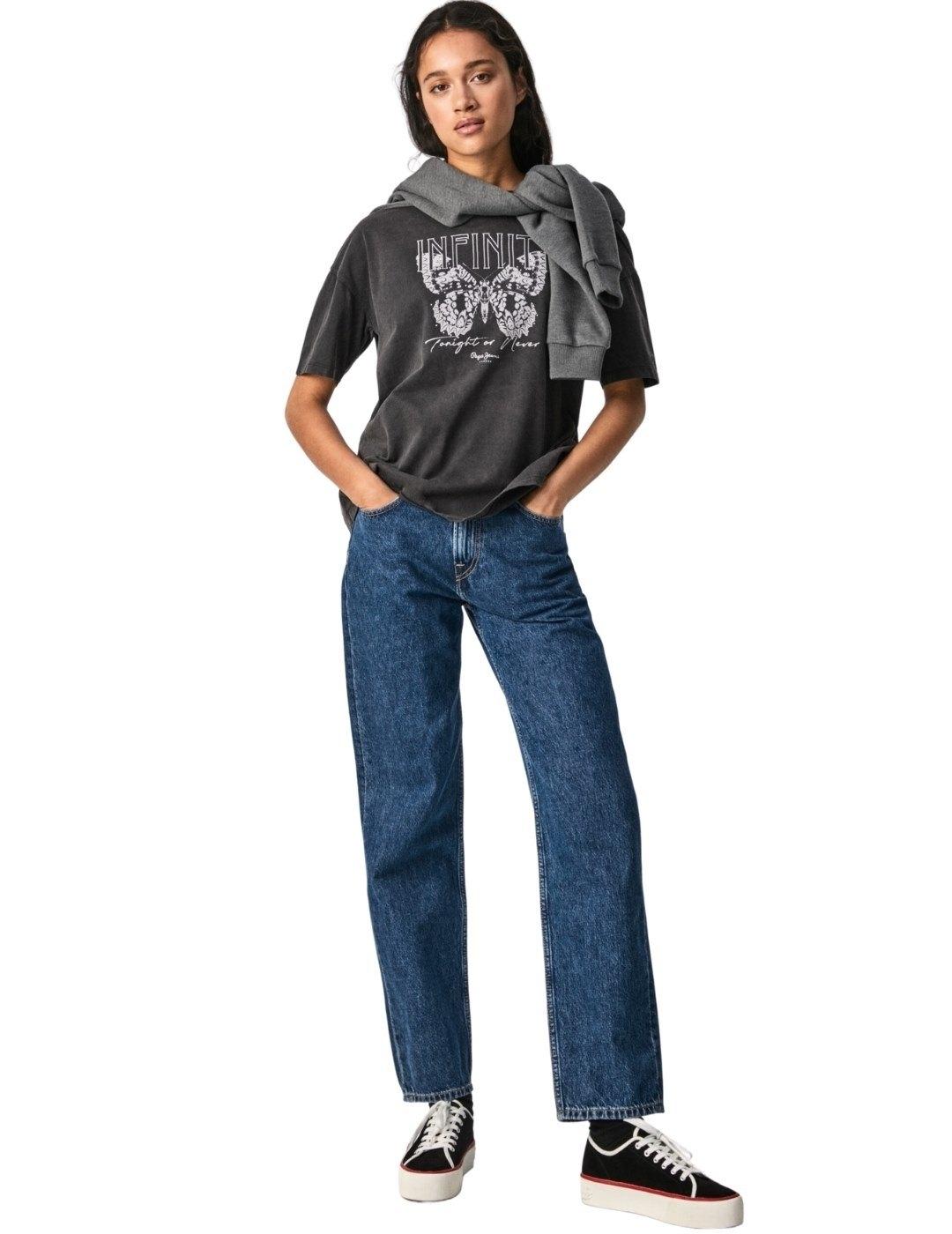 Camiseta Pepe Jeans Dharma Negra Para Mujer