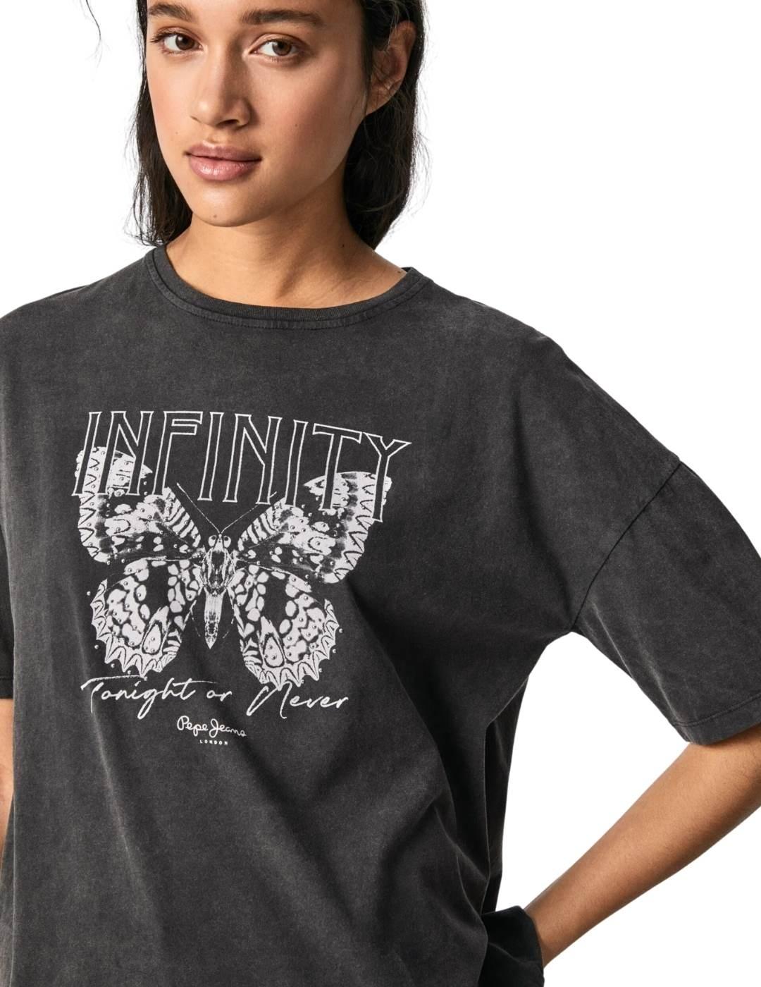 Camiseta Pepe Jeans Dharma Negra Para Mujer