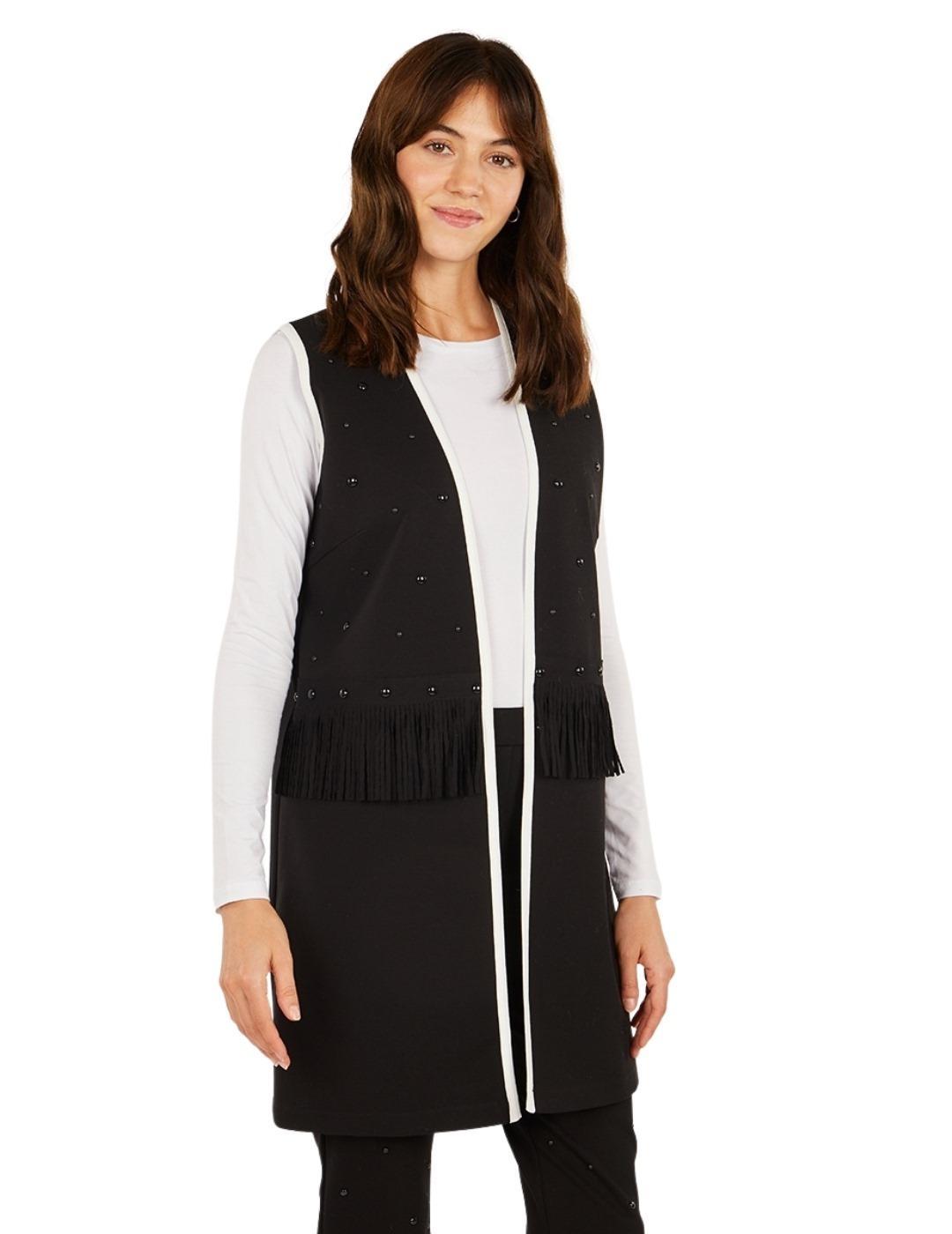 Chaleco Anna Mora Negro Tachuelas Para Mujer