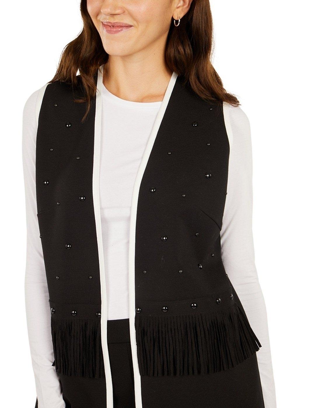 Chaleco Anna Mora Negro Tachuelas Para Mujer