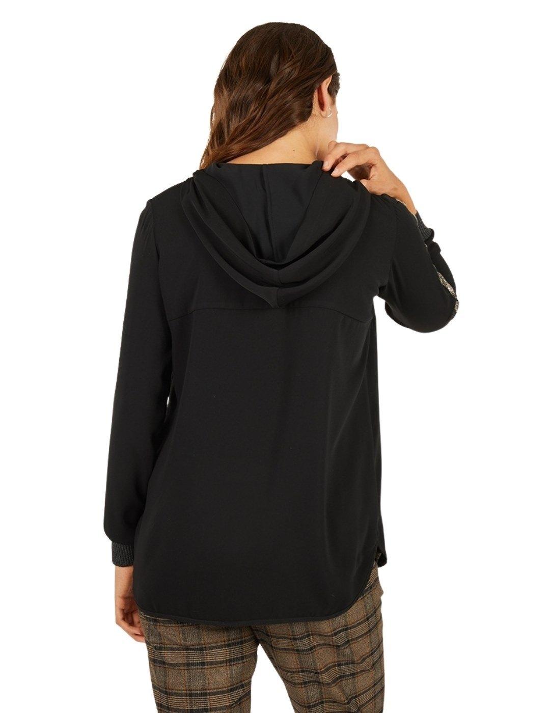 Blusa Anna Mora Negra Capucha Para Mujer