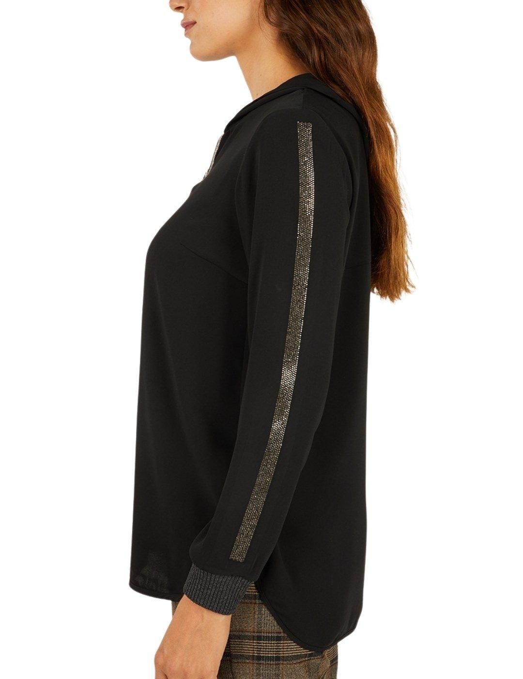 Blusa Anna Mora Negra Capucha Para Mujer