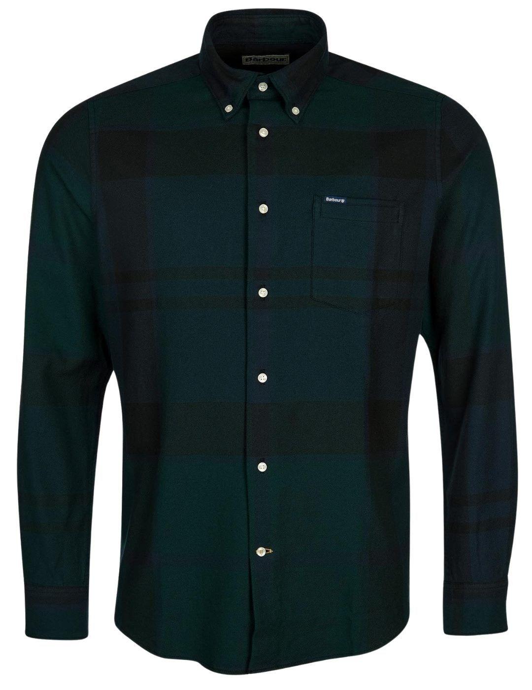 Camisa Barbour Cuadros Verde y Negra Para Hombre