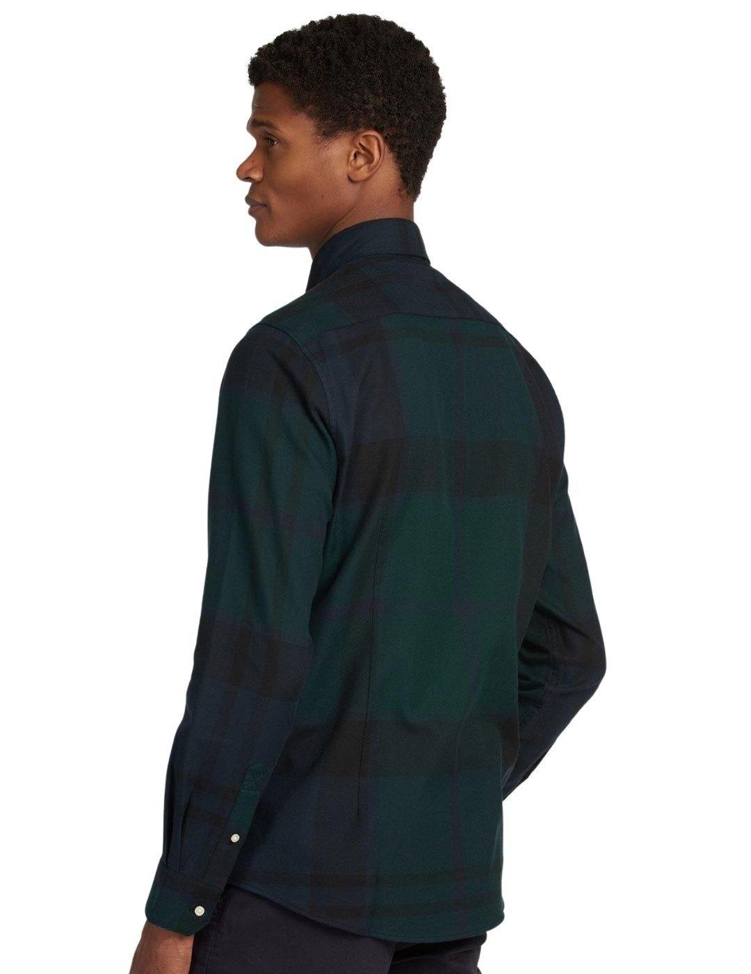 Camisa Barbour Cuadros Verde y Negra Para Hombre