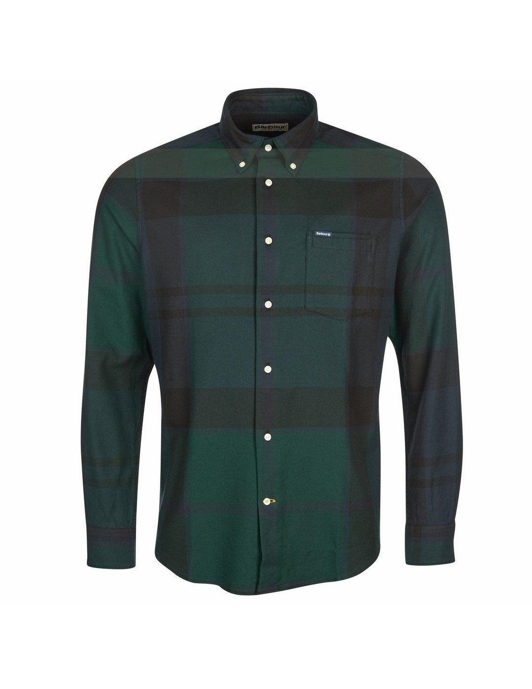 Camisa Barbour Cuadros Verde y Negra Para Hombre