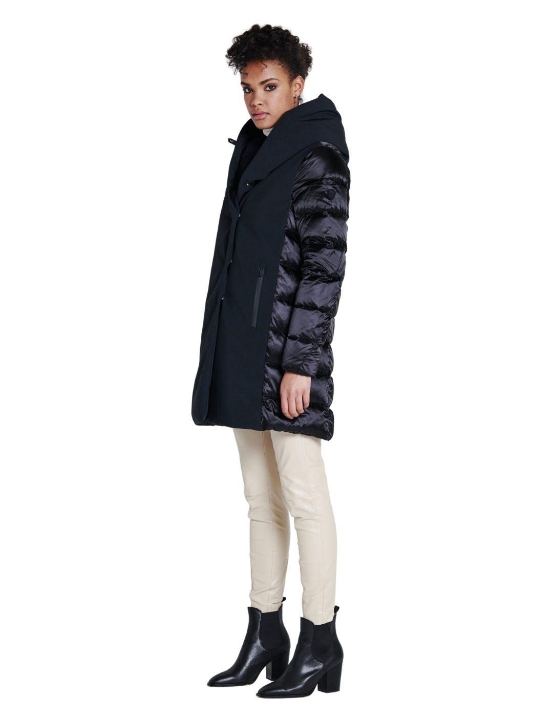 Cazadora Ciesse Piumini Combinada Negra Capucha Para Mujer