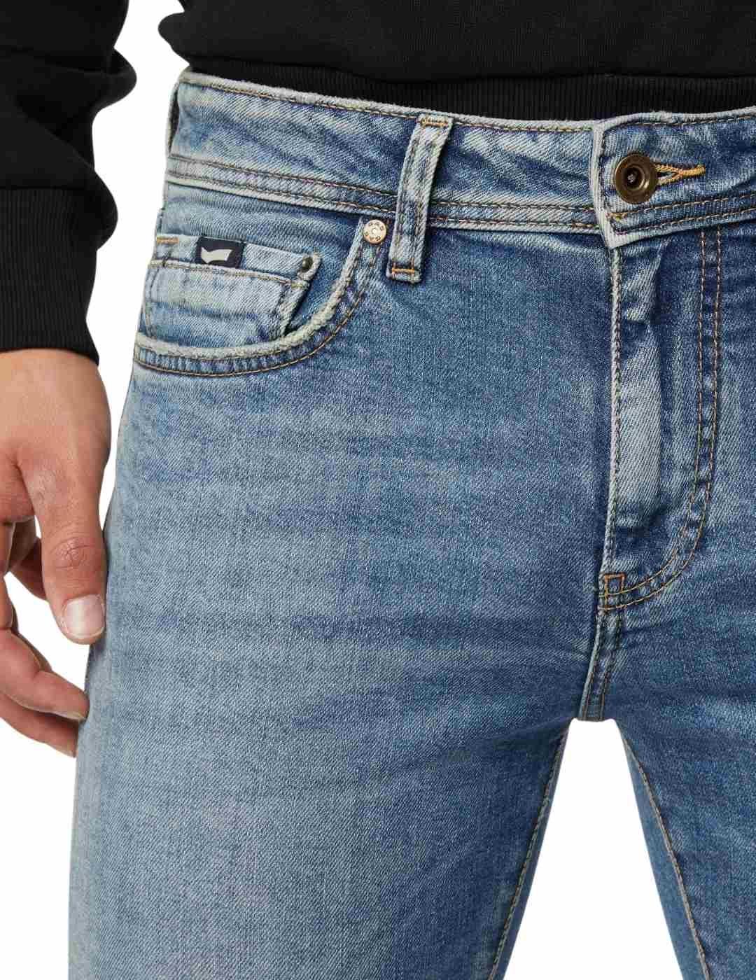 Vaqueros Gas Jeans Sax Zip Azul Medio Para Hombre