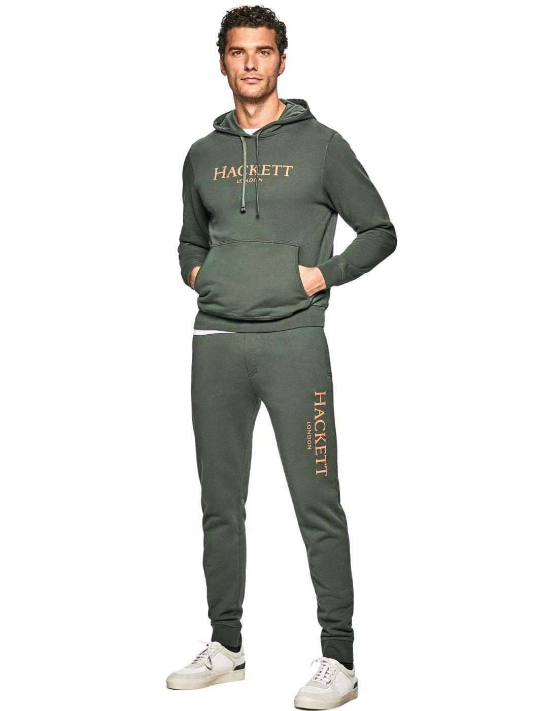 Sudadera Hackett Verde Capucha Para Hombre