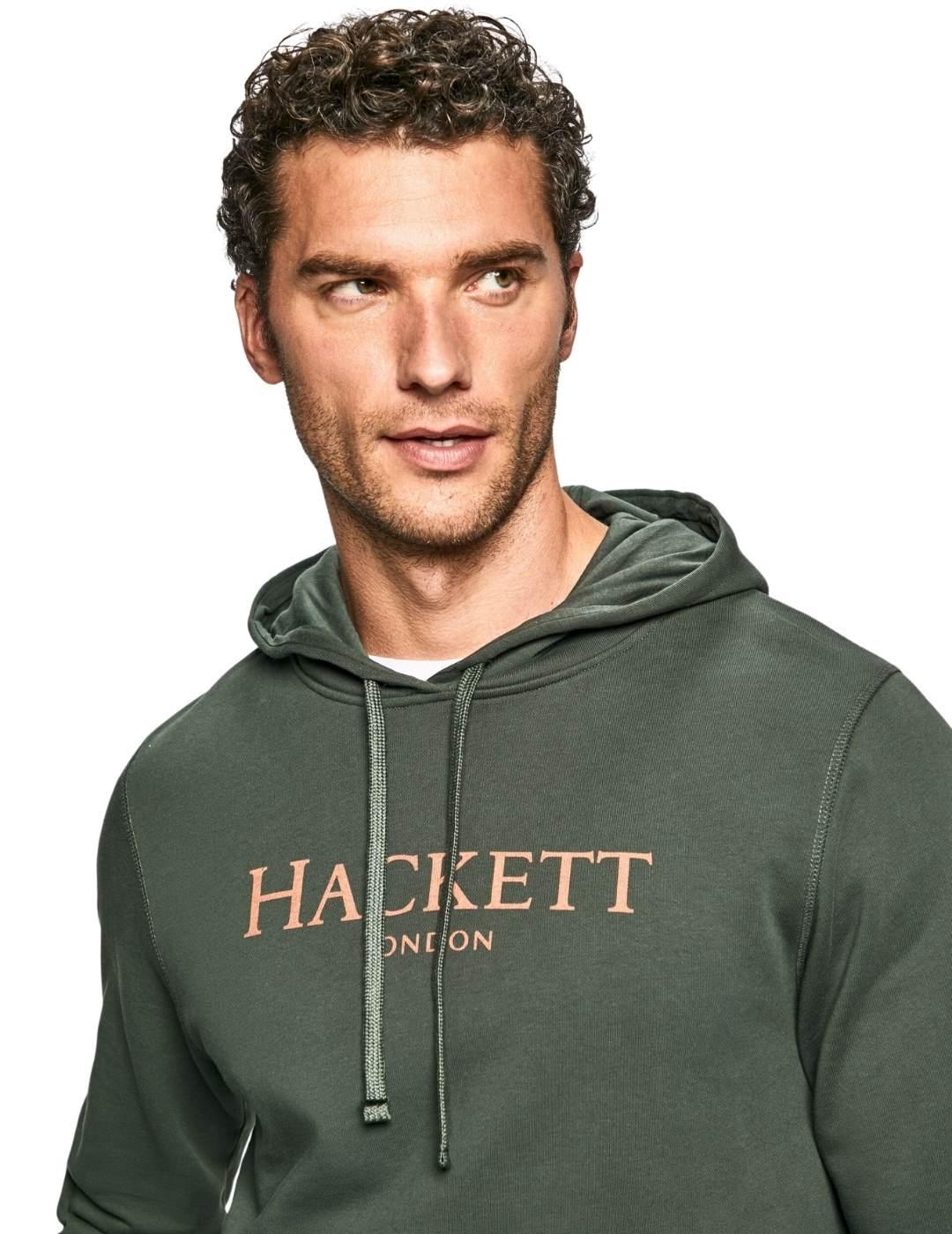 Sudadera Hackett Verde Capucha Para Hombre