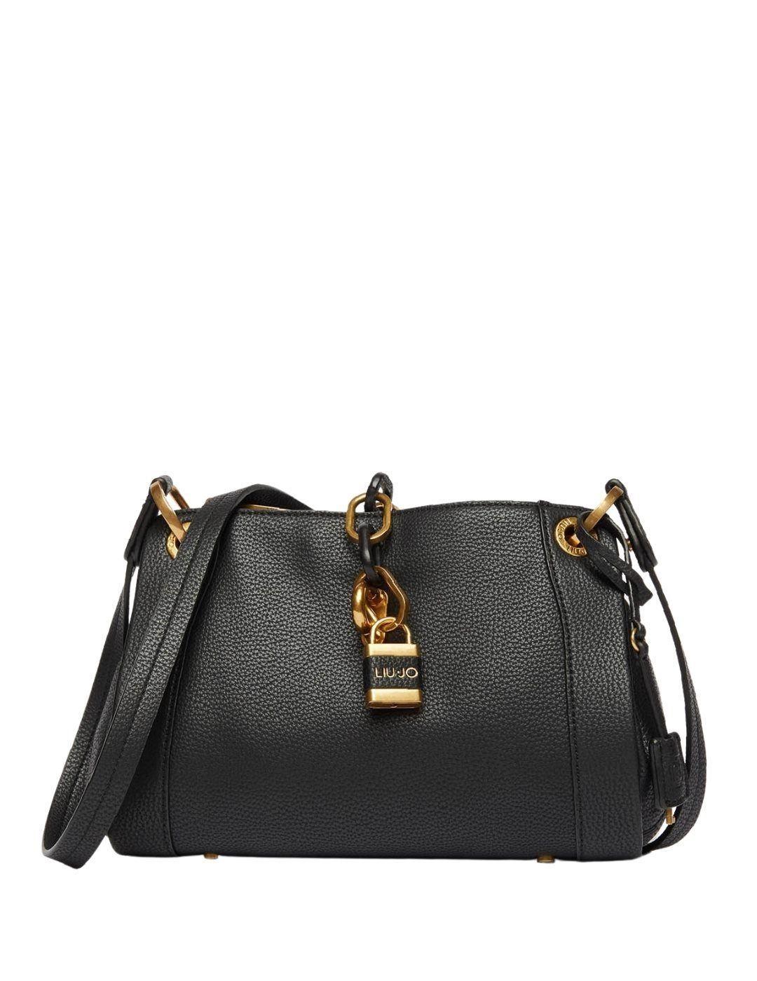 Bolso Liu Jo Bandolera Negro Candado Para Mujer