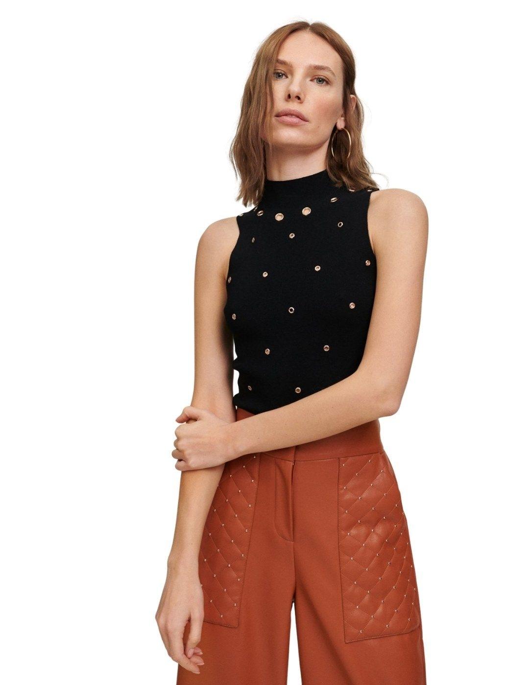 Top Lola Casademunt Negro Sin Mangas Para Mujer