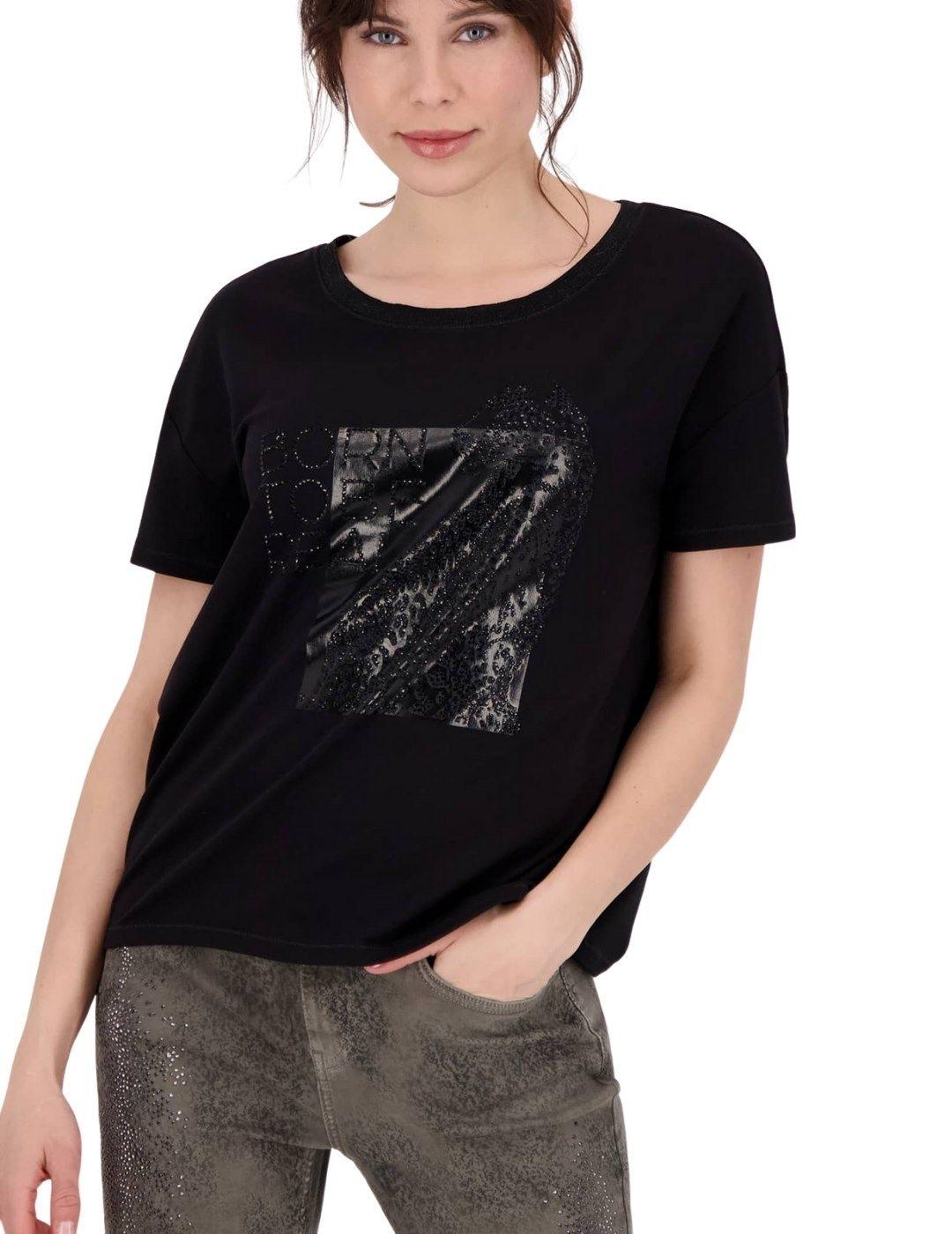 Camiseta Monari Negra Fluida Para Mujer