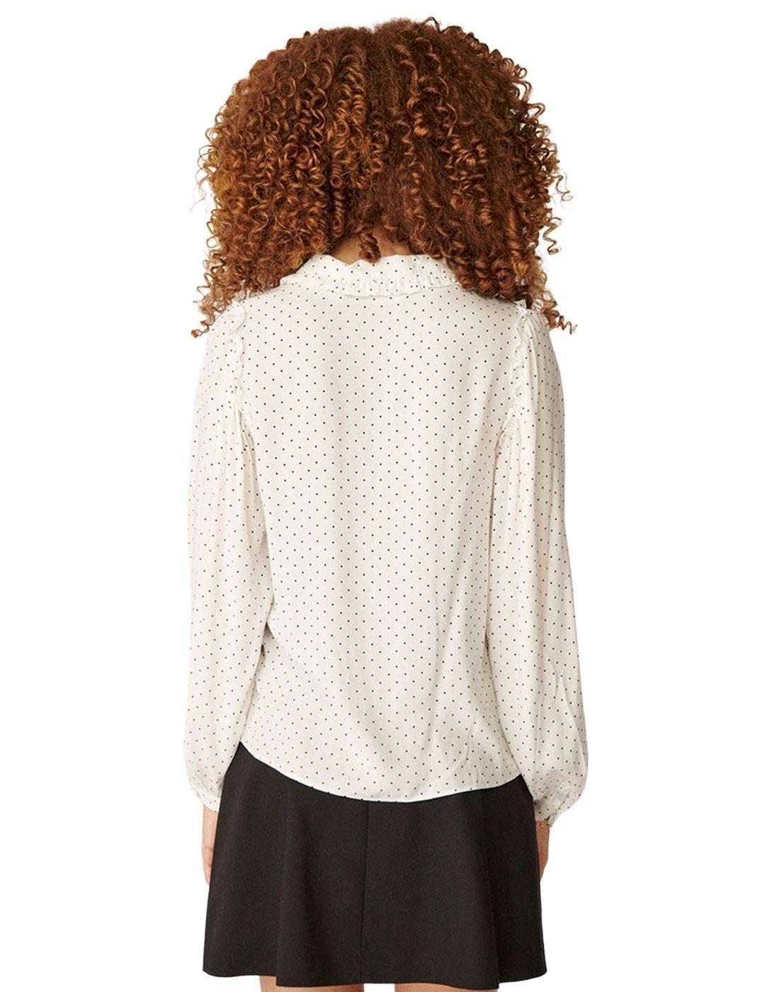 Blusa Naf Naf Topos Beige y Negro Para Mujer