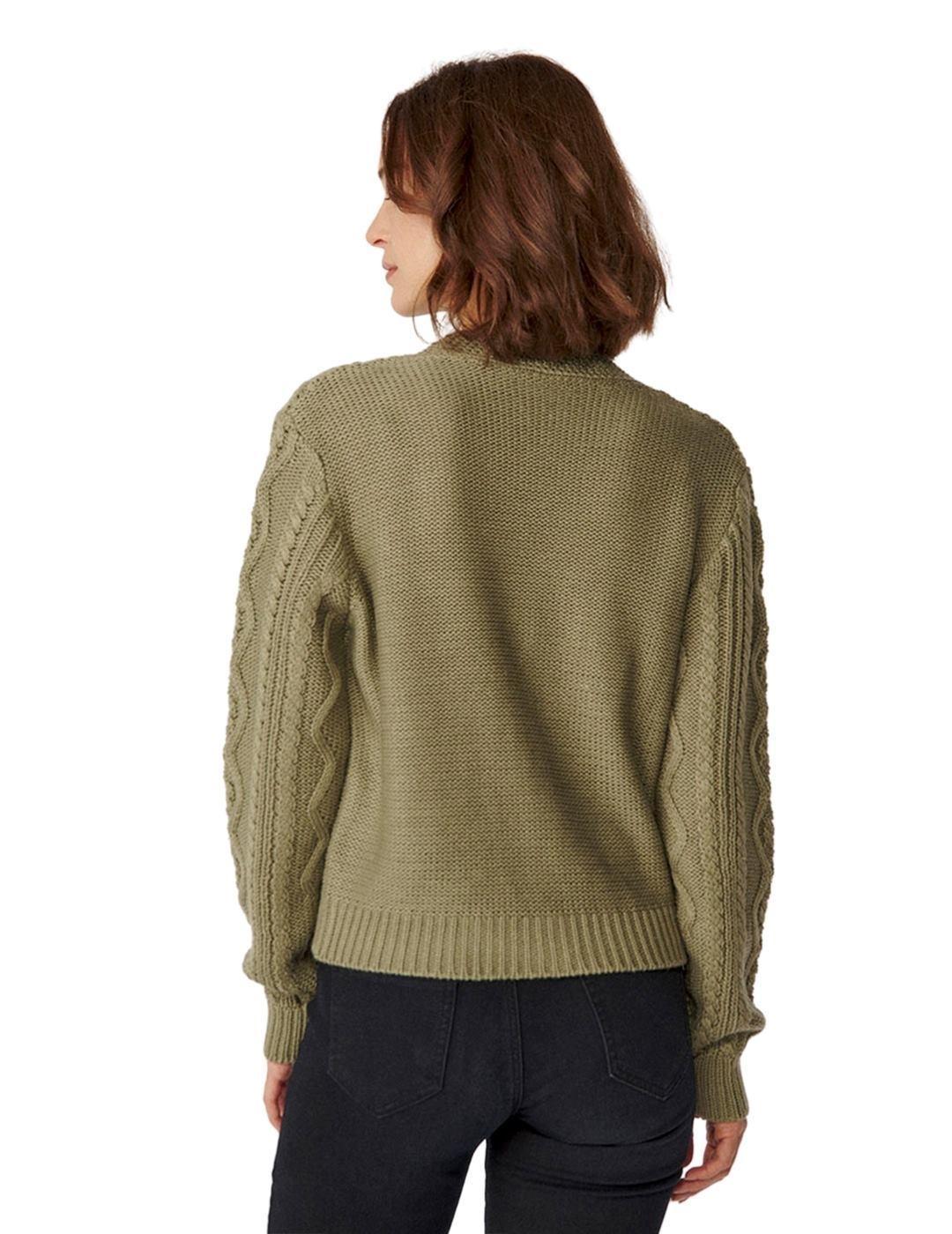 Cárdigan Naf Naf Trenzado Verde Para Mujer