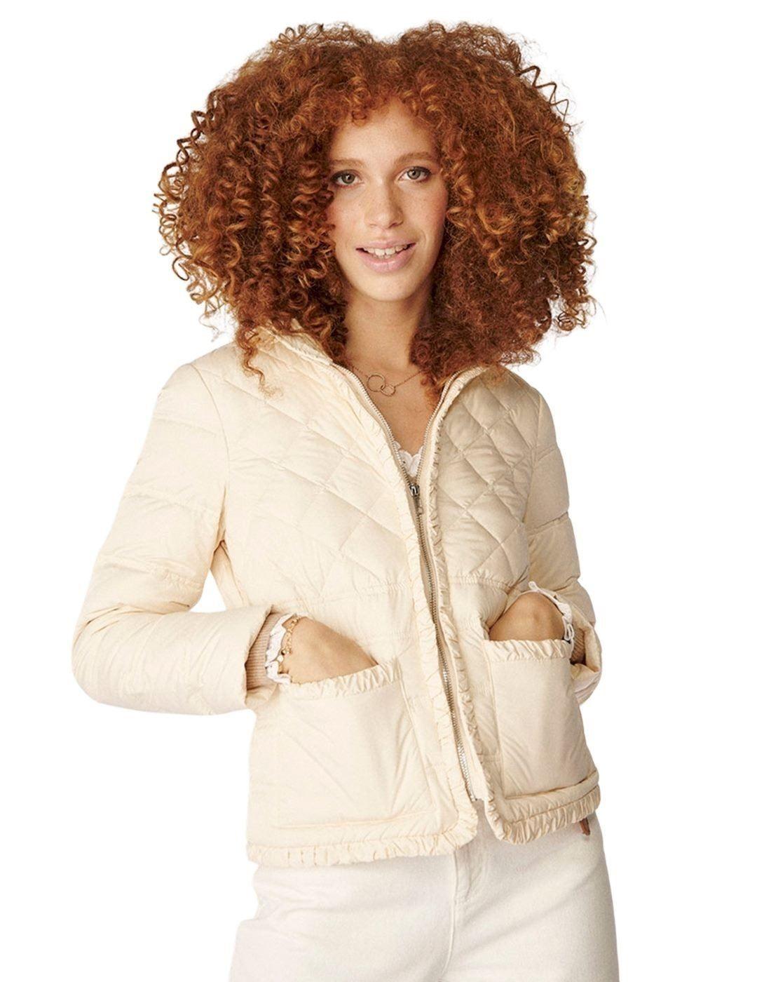 Plumas Naf Naf Volantes Beige Para Mujer