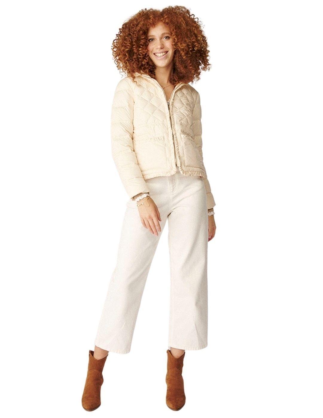 Plumas Naf Naf Volantes Beige Para Mujer