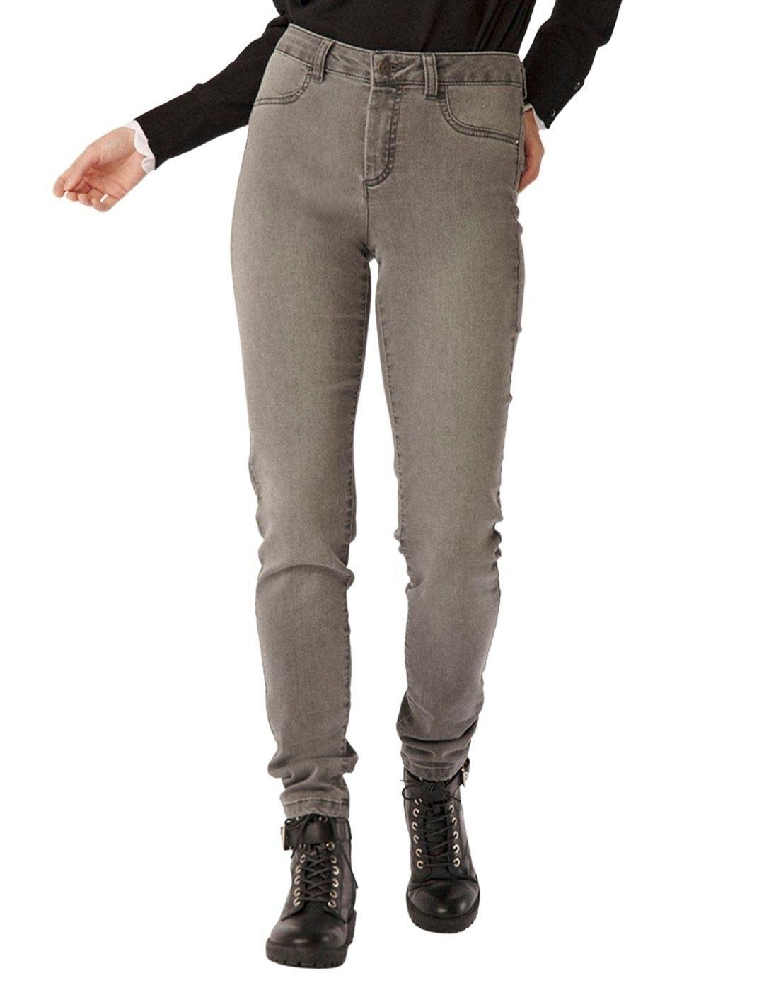 Pantalón Naf Naf Pitillo Gris Para Mujer