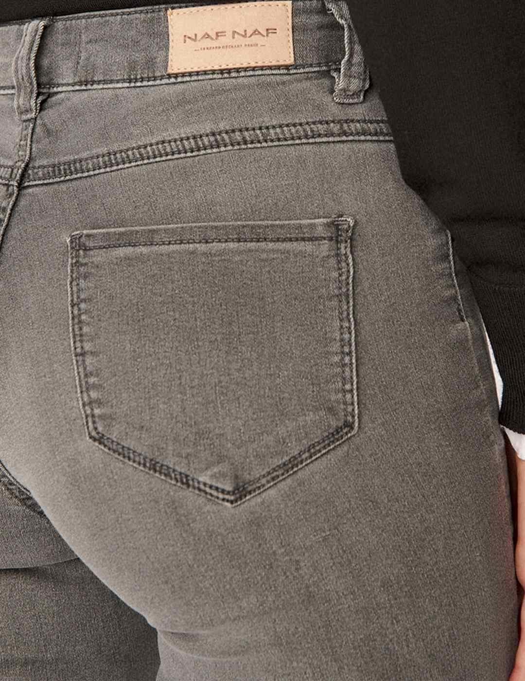 Pantalón Naf Naf Pitillo Gris Para Mujer